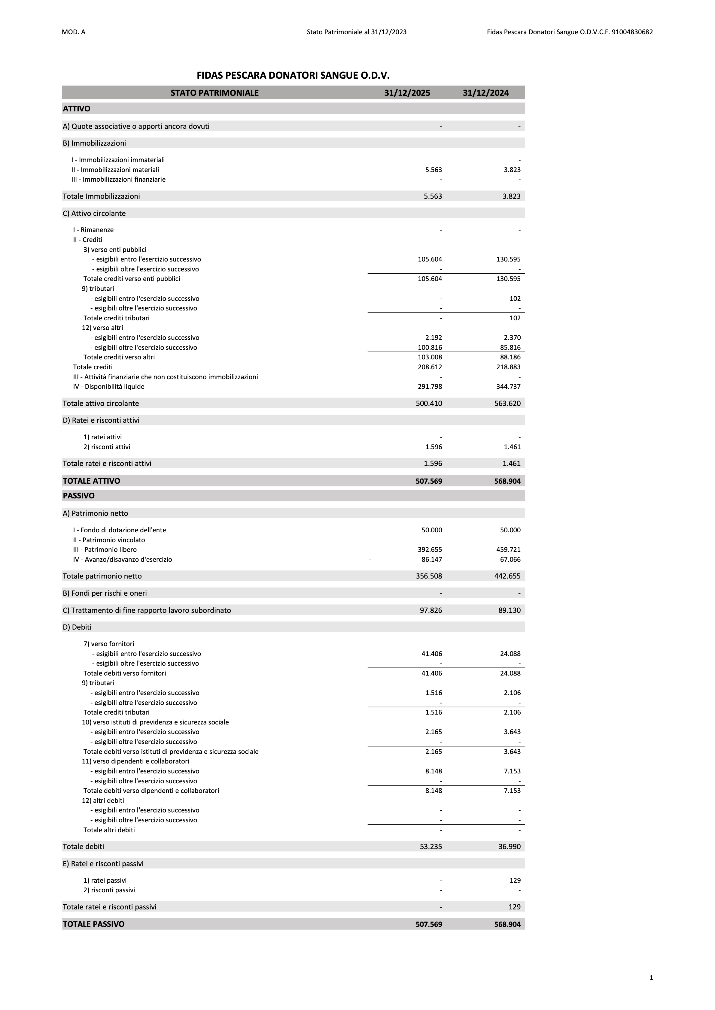 Stato patrimoniale 2025
